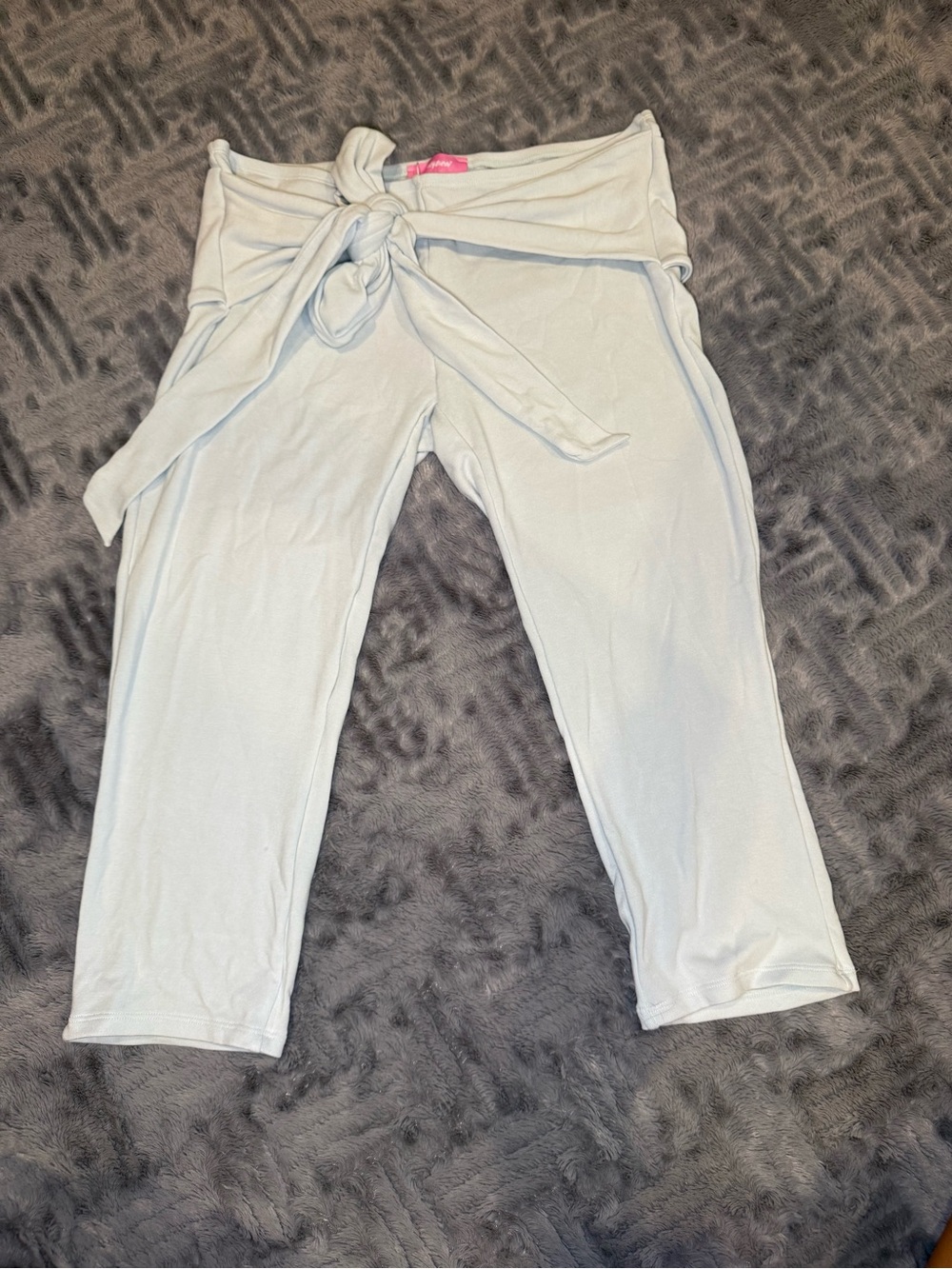 Edikted Baby Blue Tie-Waist Capri Pants